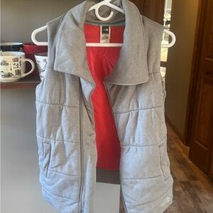 The north face Gray Puffer Vest with pink Lining